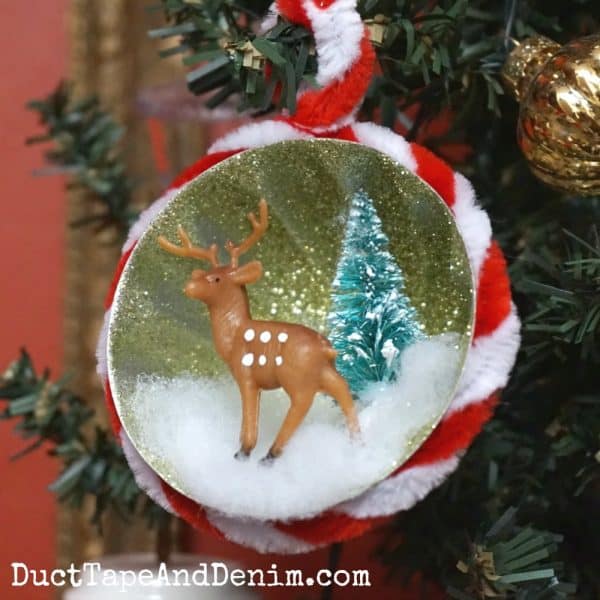 Finished glitter Christmas ornament | DuctTapeAndDenim.com