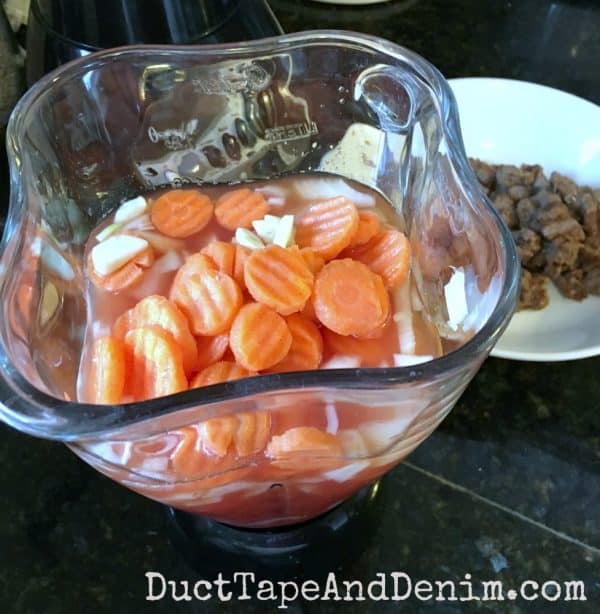 Getting ready to blend carrots for my vegetable soup for picky eaters | DuctTapeAndDenim.com