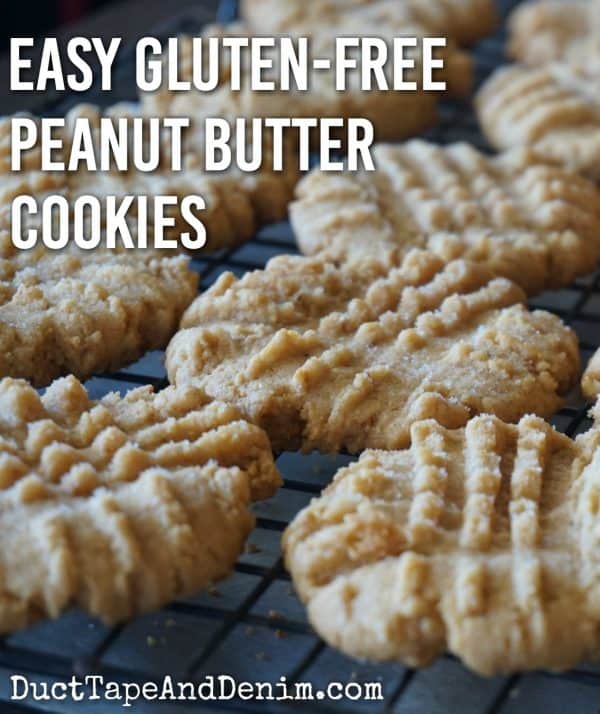 Easy Gluten Free Peanut Butter Cookies, easy gluten free peanut butter cookie recipe on DuctTapeAndDenim.com