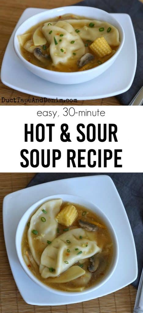 Quick easy hot and sour soup recipe on DuctTapeAndDenim.com