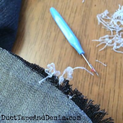 How to Make Frayed Hem Jeans from Thrift Store Clothing