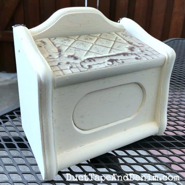 Painted wooden recipe box before glazing | DuctTapeAndDenim.com