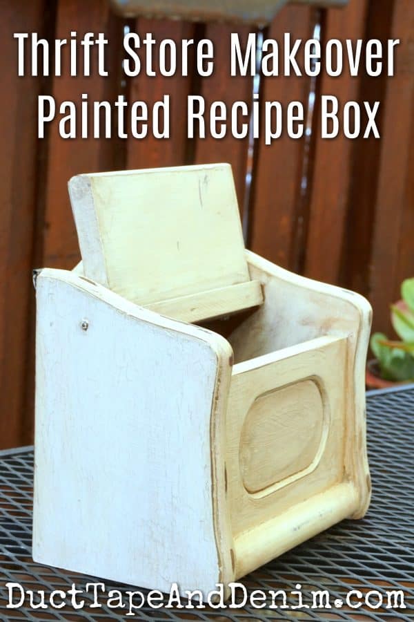 Thrift store makeover painted recipe box | DuctTapeAndDenim.com