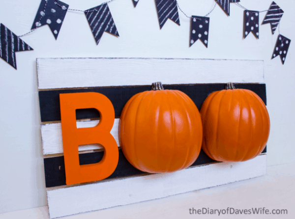 boo sign with 3d pumpkins