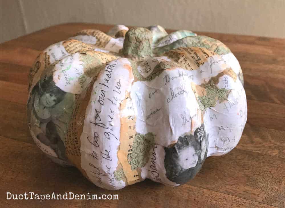 How to Decoupage Easy Paper Mache Pumpkins for Thanksgiving