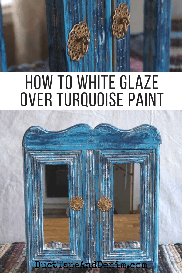 How to white glaze over turquoise paint, collage 1