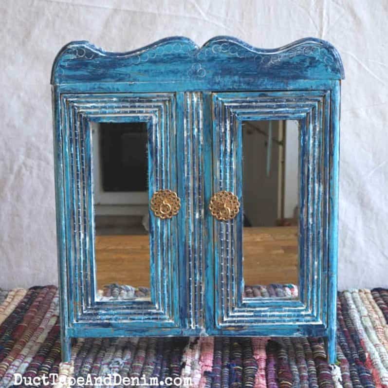 How To Update A Thrift Store Cabinet With Turquoise Paint White