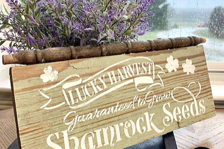 Shamrock seeds sign on old board
