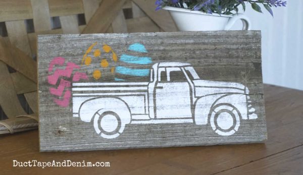 Easter truck sign made with stencil