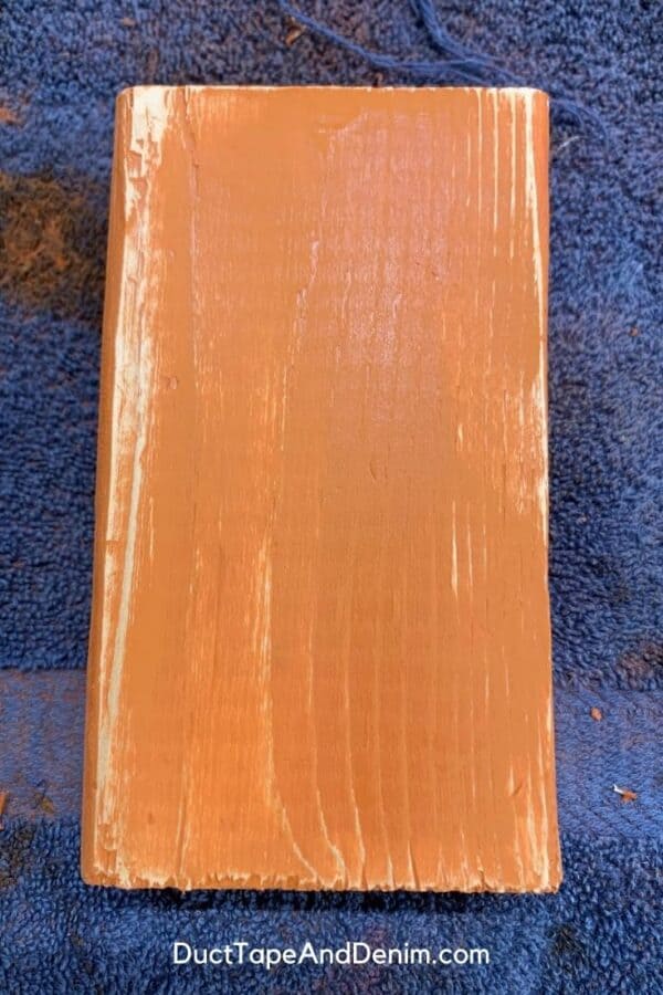 wood scrap sanded ready to turn into a pumpkin