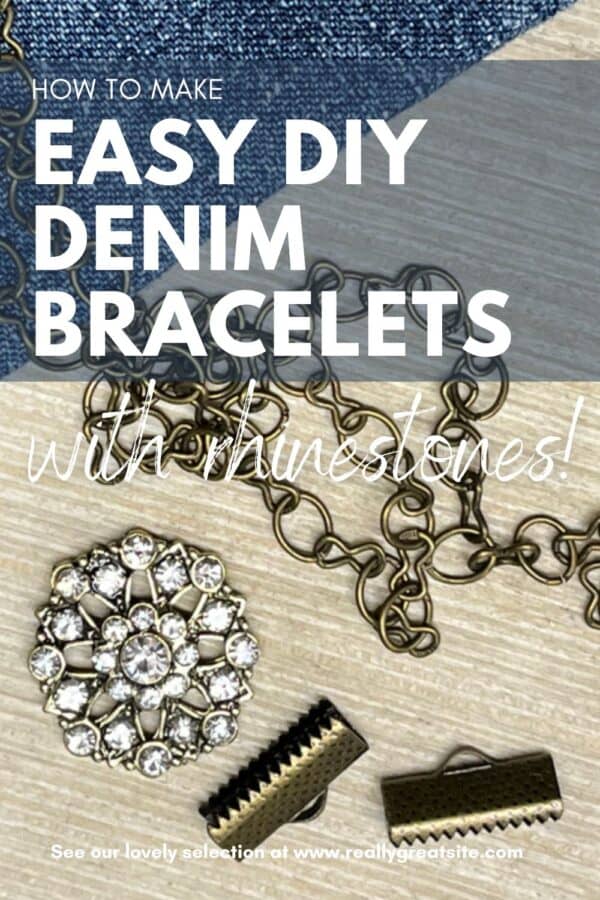 How to make an easy DIY denim bracelet with rhinestones