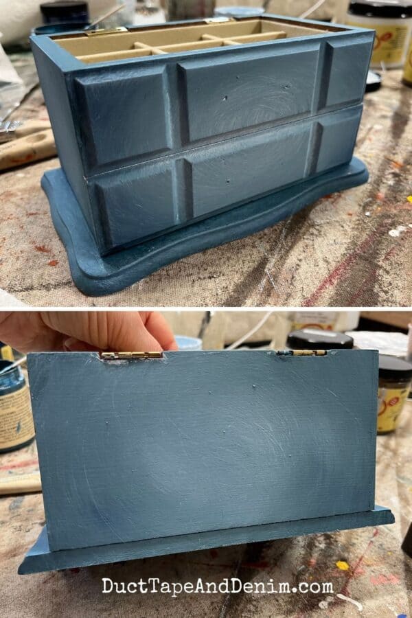 dixie belle blue chalk paint blended on jewelry box